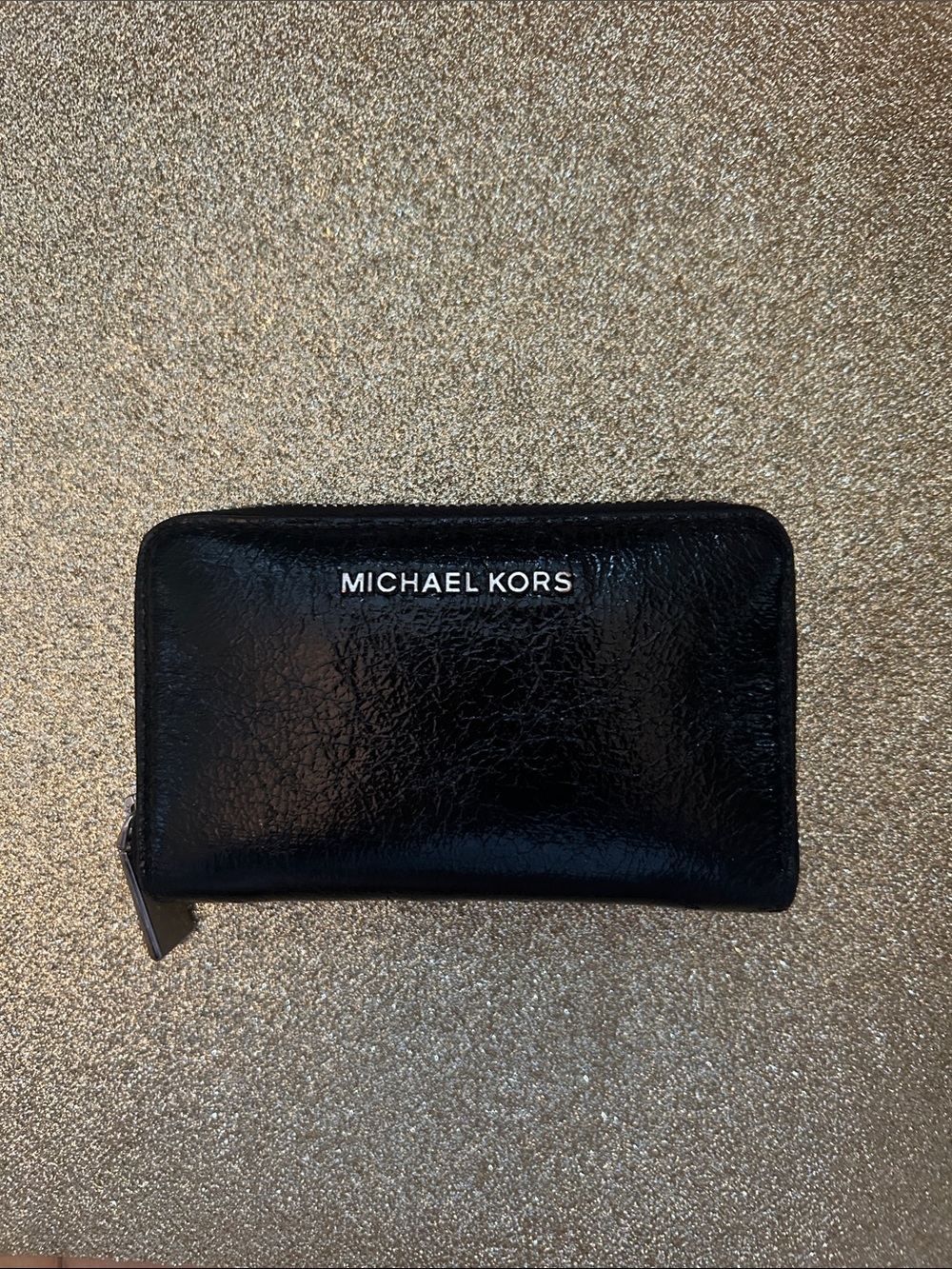 Michael Kors Black Leather Zip Card Holder